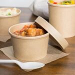 VIK® 250 ML Round Disposable Kraft Paper Containers Box With Lids, Biodegradable (Pack of 1000)
