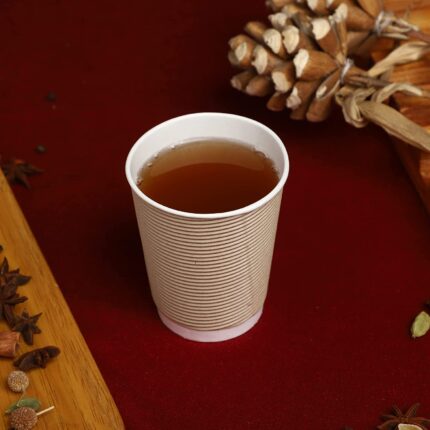 VIK® 250 ML Disposable Glasses (Pack of 50), Double Wall Ripple Cups 8 oz,Biodegradable Brown