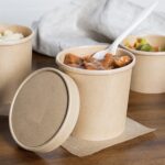 VIK® 500 ML Round Disposable Kraft Paper Food Container Box With Lids , Biodegradable (PACK OF 1000)