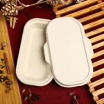 VIK® 750 ML Disposable Containers Box With Lids (25), Biodegradable Bagasse food storage Disposal, Take Away Box, Kitchen, Parties, Delivery, Packaging, Cover, Brown (28 cm x 15 cm x 4 cm)