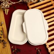 VIK® 750 ML Disposable Containers Box With Lids (25), Biodegradable Bagasse food storage Disposal, Take Away Box, Kitchen, Parties, Delivery, Packaging, Cover, Brown (28 cm x 15 cm x 4 cm)