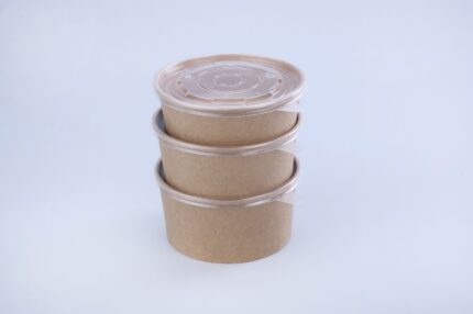 Vik 500 ML Round Salad Paper Box, Brown Colour, Biodegradable