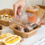VIK 1000 ML SQ KRAFT PAPER FOOD CONTAINER WITH LID COVER, BROWN SQUARE BIODEGRADABLE (PACK OF 500 PCS)