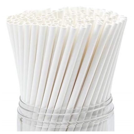 VIK 8 MM PAPER WHITE STRAW , Biodegradable (6000 PCS)