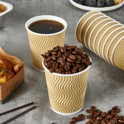 VIK® 250 ML DISPOSABLE BROWN PAPER RIPPLE GLASS, BIODEGRADABLE
